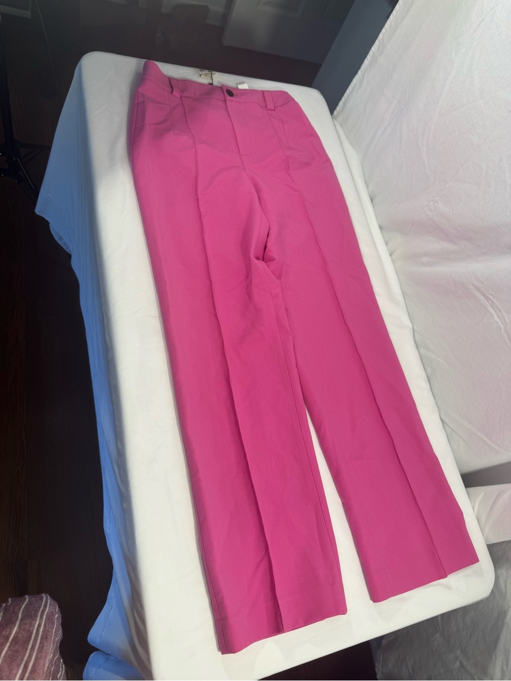 NWT Zara The Francoise Full Length Straight Leg Trousers Fuchsia Pink S